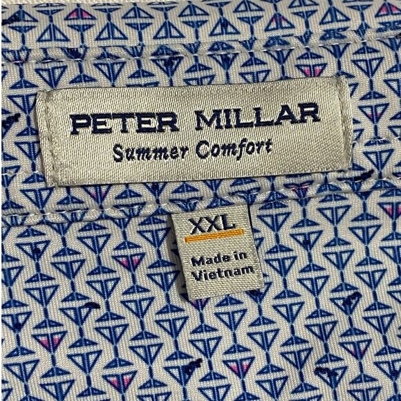 Peter Millar Polo Shirt Size 2XL Light Blue Patterned Summer Comfort Golf Style - Picture 2 of 10